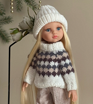 Джемпер вязанный для куклы Paola Reina 33 см, орнамент, с воротом